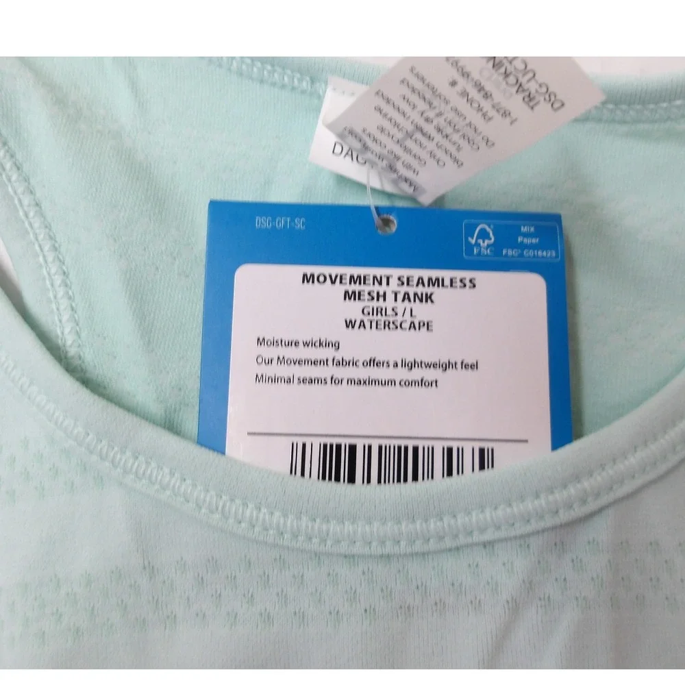 DSG Girls Movement‎ Seamless Mesh Tank Waterscape Mint Large /#26491
